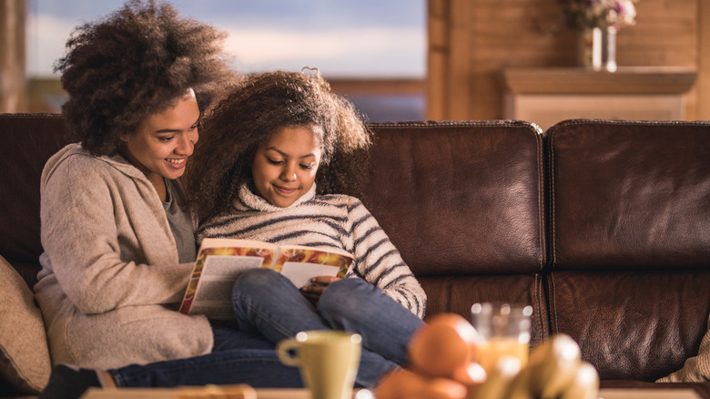 Mother and daughter reading