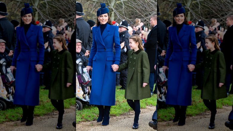 Kate Middleton in a blue coat