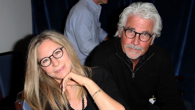 Barbra Streisand posing in a photo with her husband James Brolin