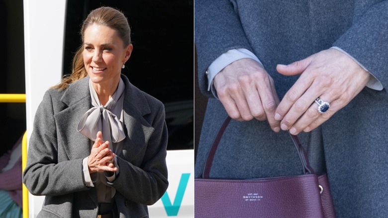 Side-by-sides showing Kate Middleton and a close-up of her natural manicure