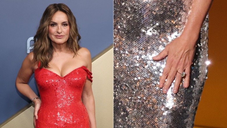 Side-by-sides showing Mariska Hargitay and a close-up of her natural manicure