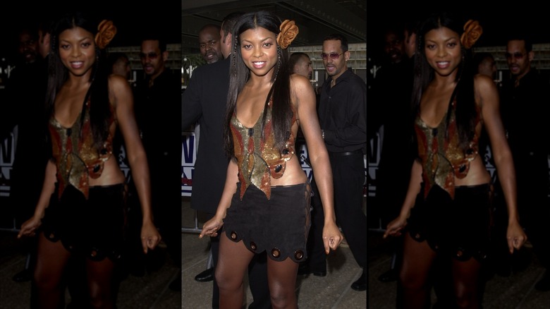 Taraji P. Henson in a black mini skirt in 2001