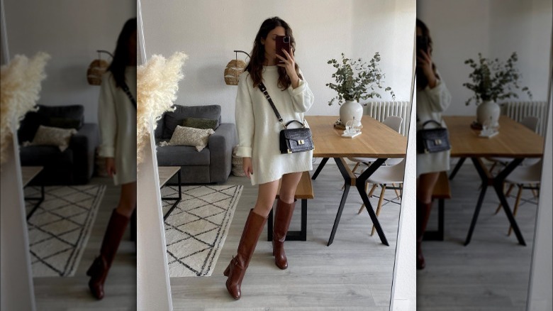 Woman wearing high boots
