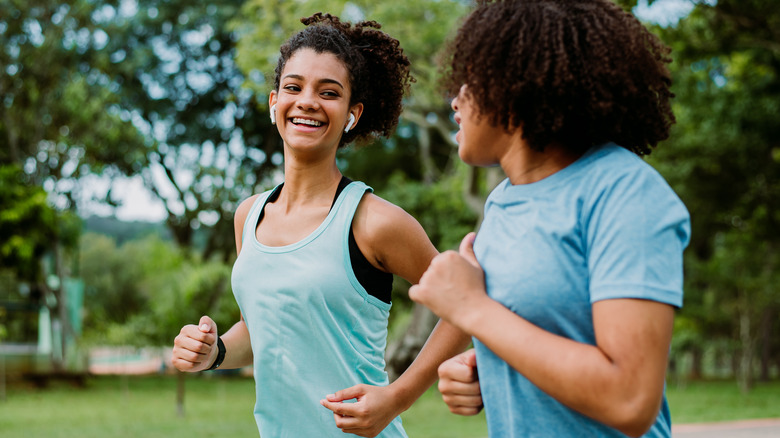 Two people on a run