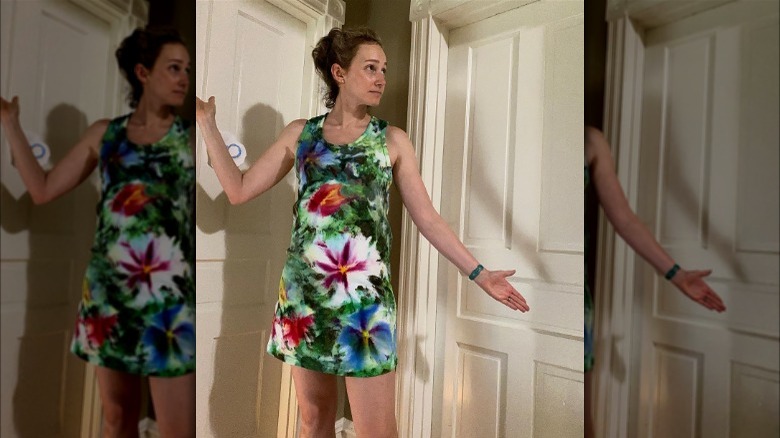 Woman wearing tie dye dress