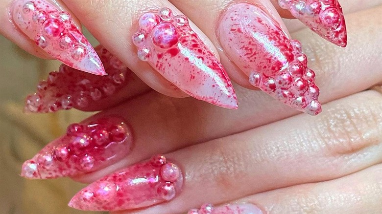 Pink pearl nails