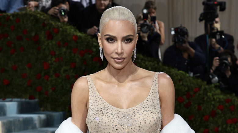 Kim Kardashian wearing Marilyn Monroe crystal-covered Jean Louis gown