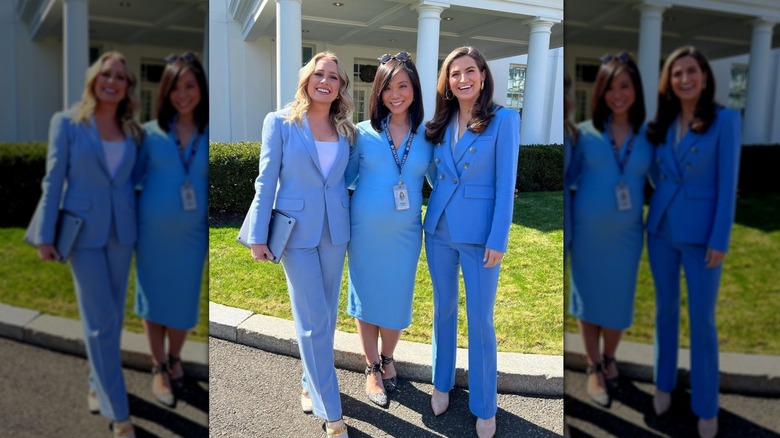 Kaitlan Collins, Jacqui Henrich, and Weijia Jiang at the White House in March 2022