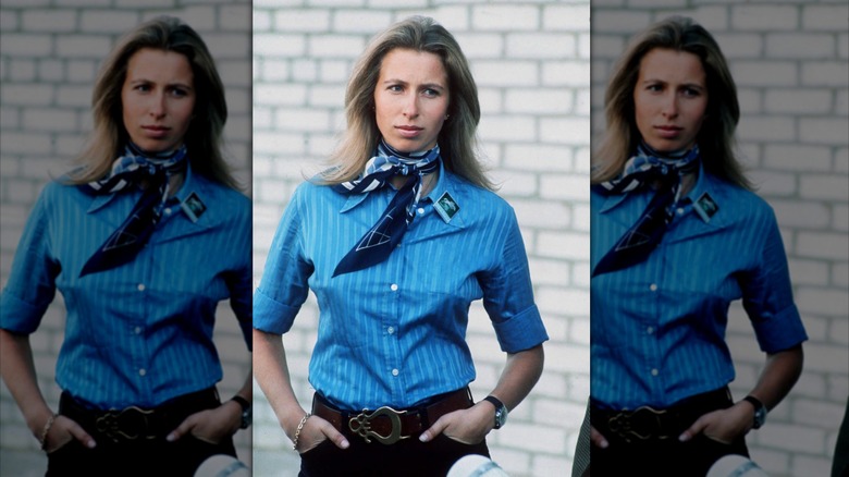 Princess Anne dressed casually in a shirt and jeans in Kyiv, Russia (1973)