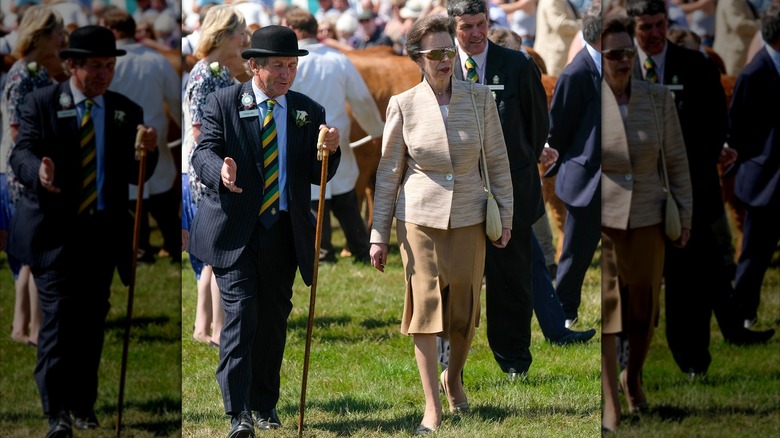 Princess Anne walking with representatives at the 2018 Great Yorkshire Show