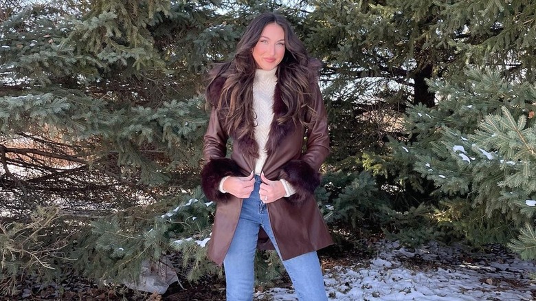 Leather coat and jeans