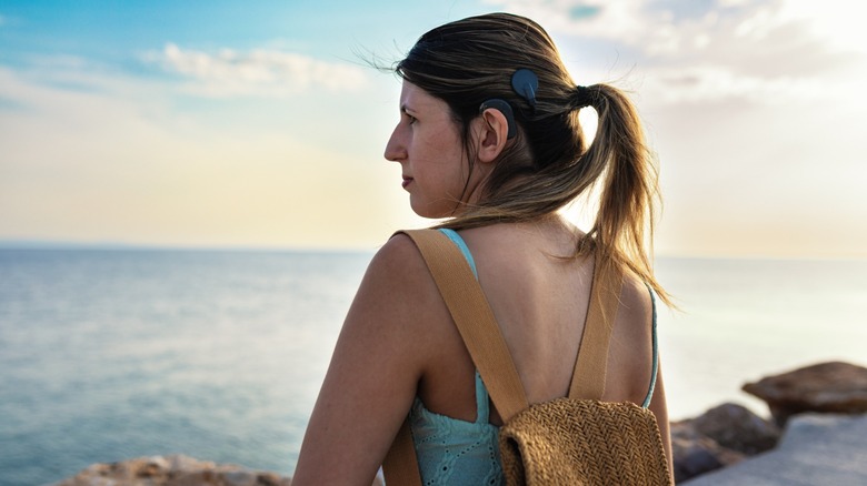 A woman looking out toward the ocean