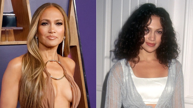 Jennifer Lopez with brond and dark hair