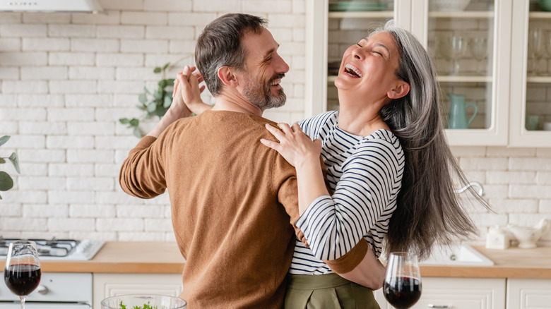 Retired couple dancing