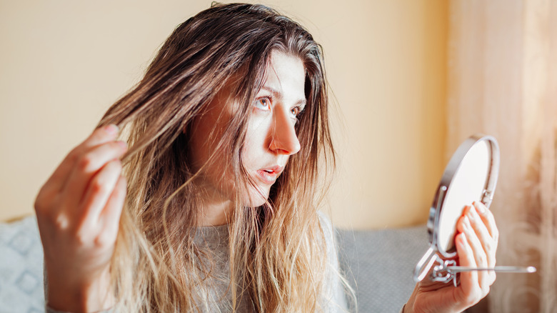 Woman with limp hair