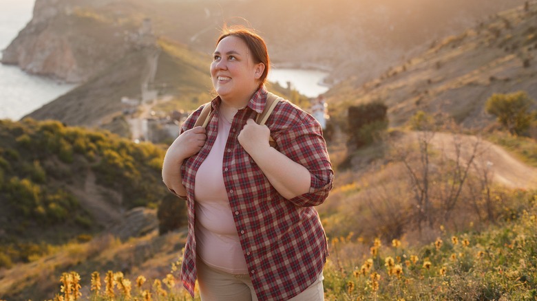 Woman hiking in the mountains