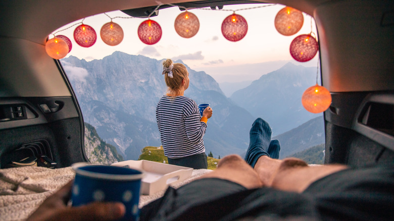 Couple car camping