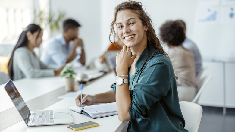 Woman happy at work