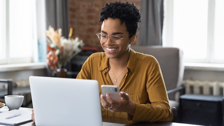 Person working happily