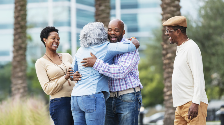 Family hugging