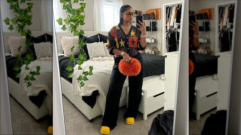 Woman wearing clogs