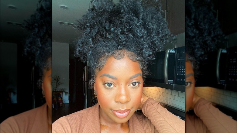 Woman with pineapple hair