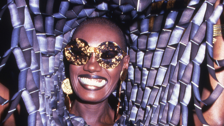 Grace Jones with shiny lip gloss at Studio 54
