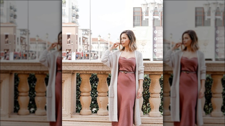 woman in slip dress