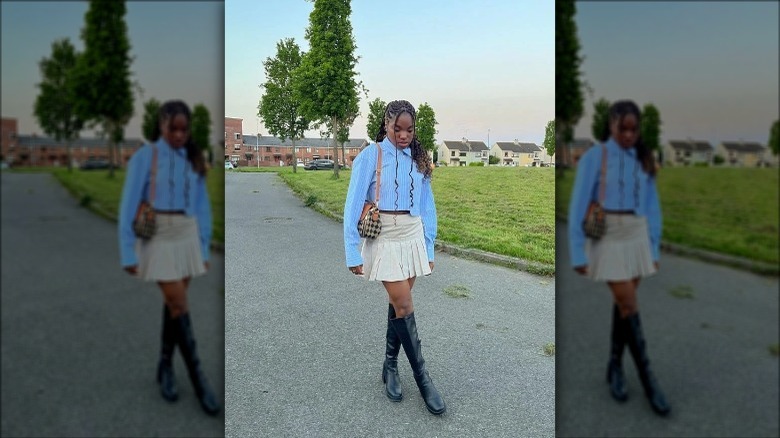 woman in mini skirt