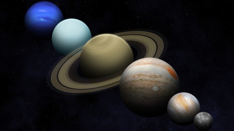 An artistic view showing the planets in our solar system