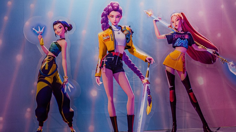 The characters in KPop Demon Hunters on promotional material