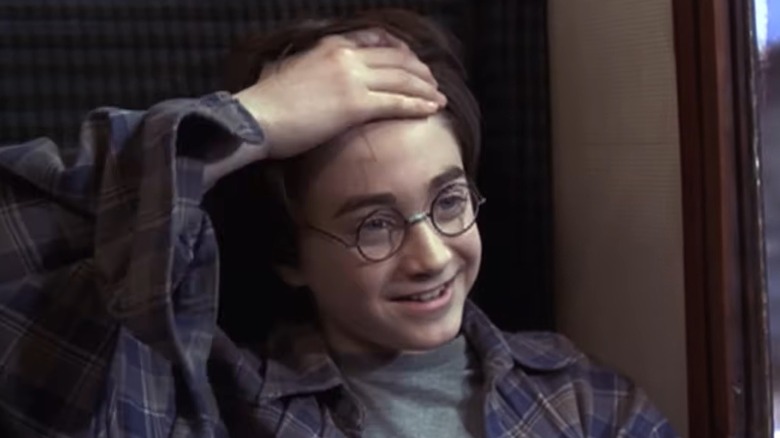 Harry Potter showing his scar in  Harry Potter and the Philosopher's Stone