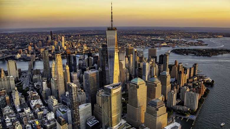 An aerial view of New York City