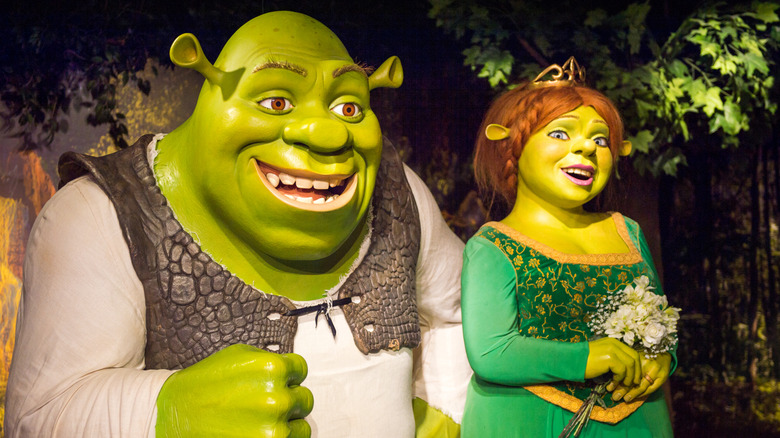 Princess Fiona and Shrek statues