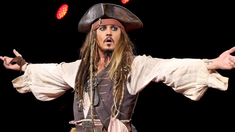 Johnny Depp dressed as Captain Jack Sparrow D23 Expo in 2015