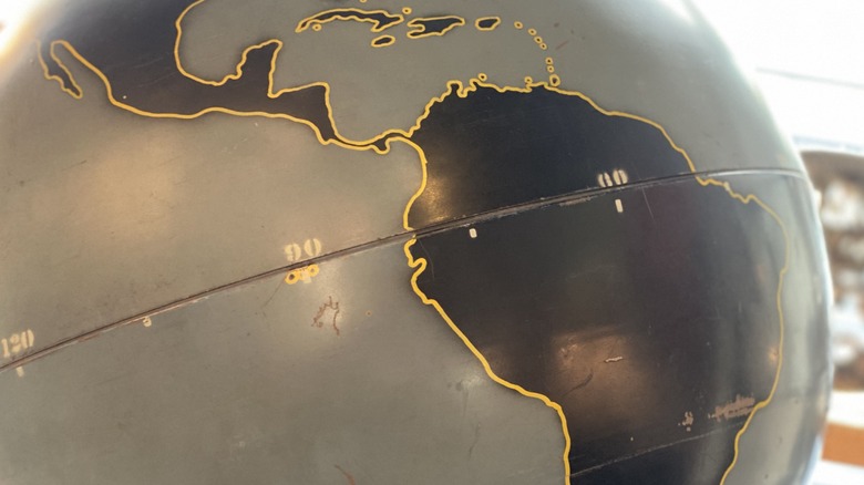 A globe showing the equator line