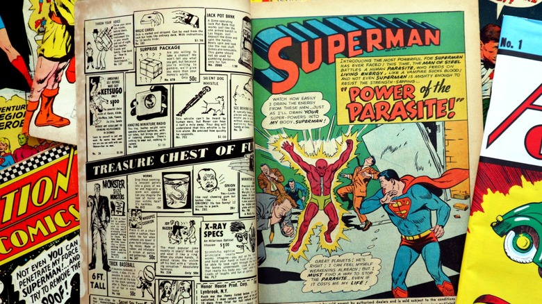 An open Superman comic