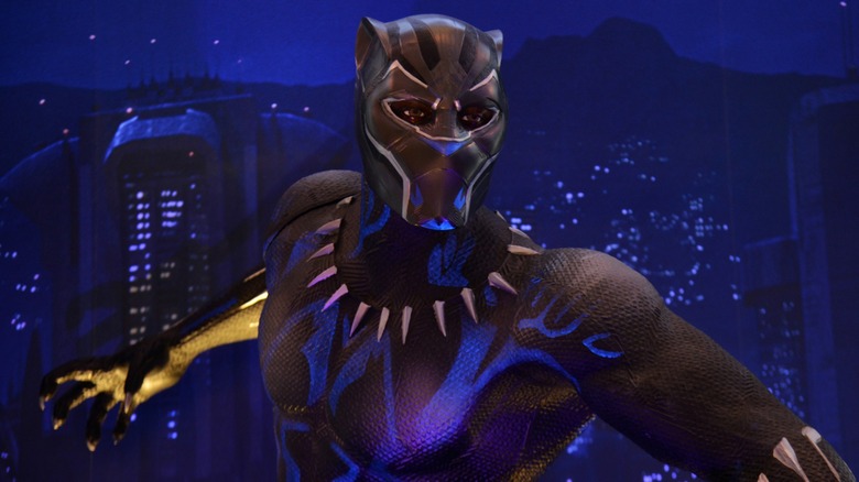 A model of the superhero Black Panther on display
