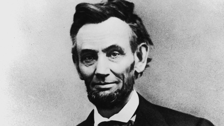 A black-and-white photo of Abraham Lincoln