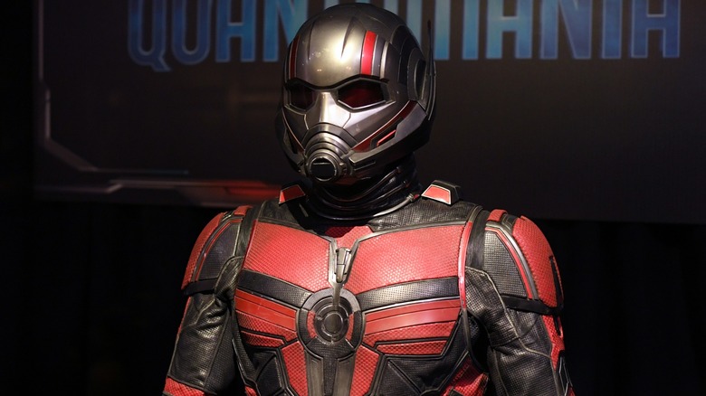 An Ant-Man costume on display