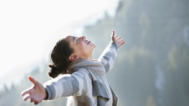 woman happy outside