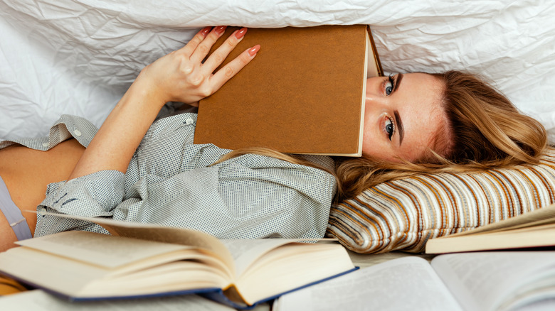 Woman reading book