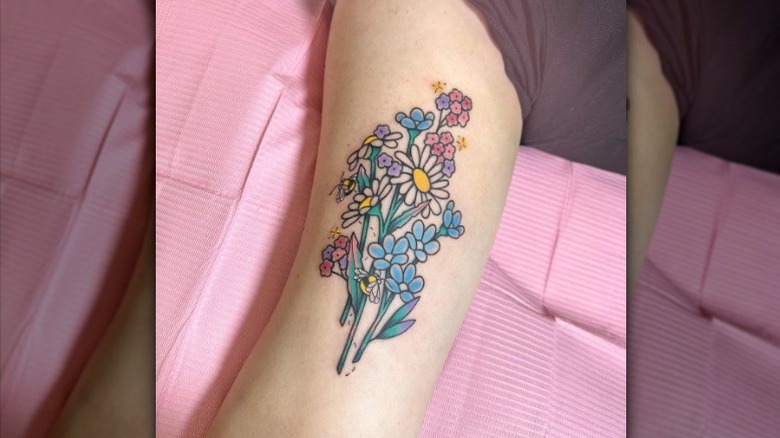 Floral bouquet tattoo