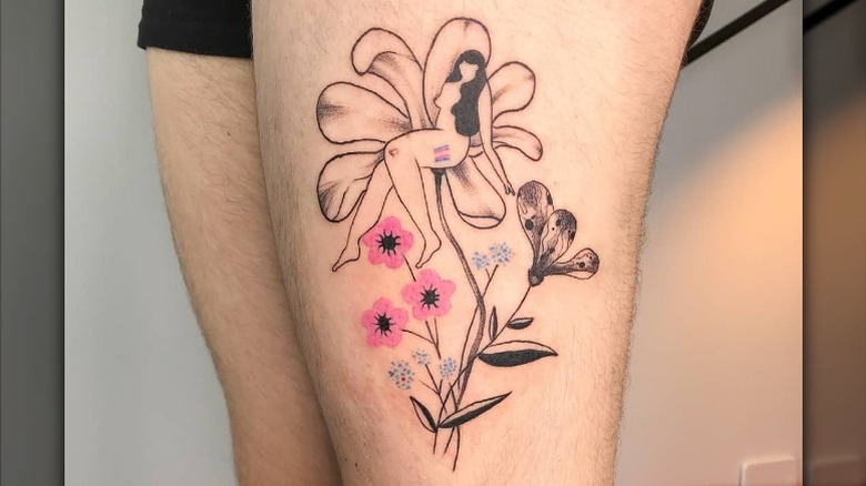Trans floral tattoo
