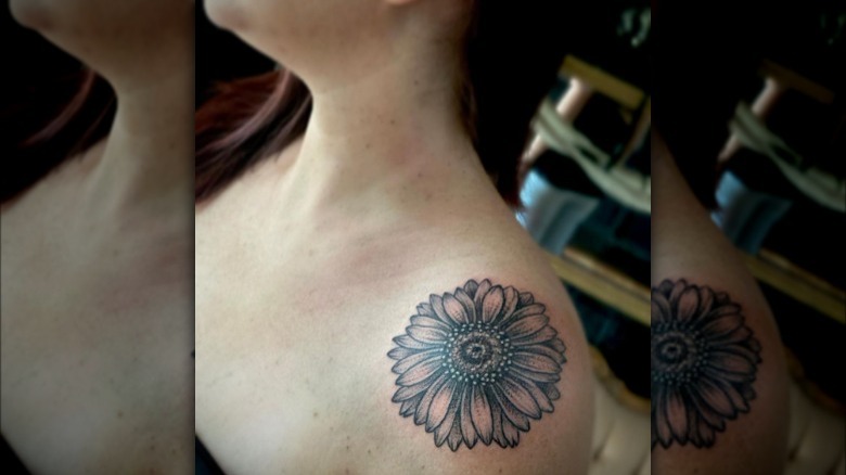 Sunflower shoulder tattoo
