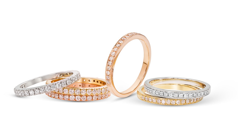 Mixed metal diamond rings