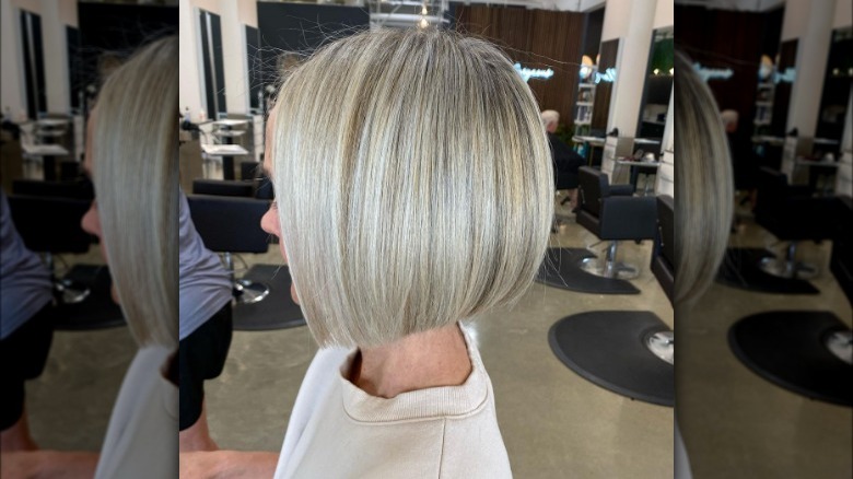 Woman with a blunt hair cut