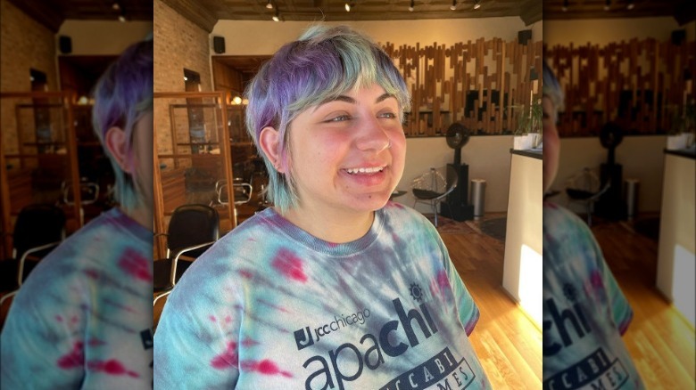 Woman with a mixie cut
