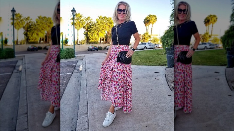 woman on sidewalk