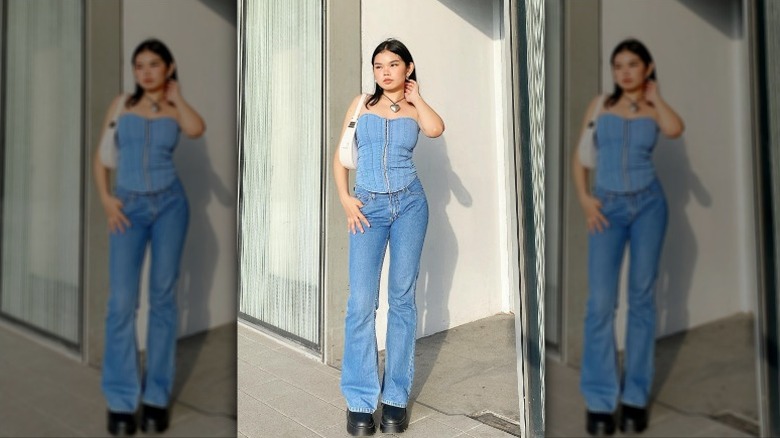 Woman in denim on denim
